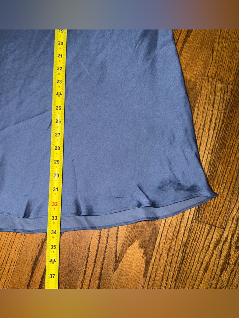 Sage Slate Blue Satin Flowy Midi Skirt NEW - Picture 2 of 8